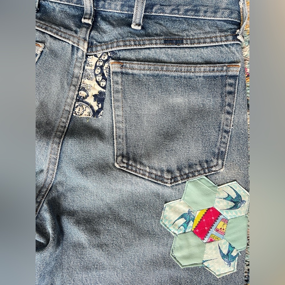 Floral Upcycled Patchwork Denim - Picture 6 of 16